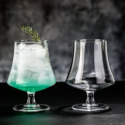 Roostertail Glasses Set Of 4, 16oz Short Stem Wine Glass for Spirits, Vodka, Scotch, Brandy, Roostertails for Easter Sunday