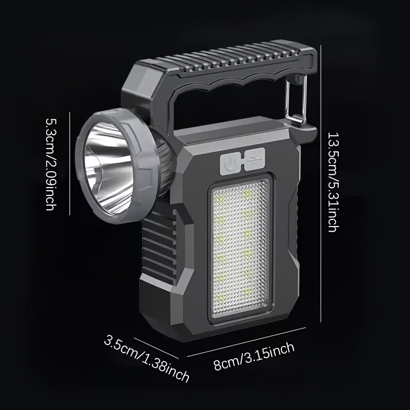 Solar Flashlight USB Rechargeable Ultra-Bright LED | 4 Lighting Modes Portable Solar Torch with Battery Indicator | Camping Hiking Emergency Night Fishing Outdoor Gift