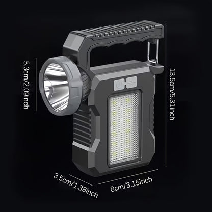 Solar Flashlight USB Rechargeable Ultra-Bright LED | 4 Lighting Modes Portable Solar Torch with Battery Indicator | Camping Hiking Emergency Night Fishing Outdoor Gift
