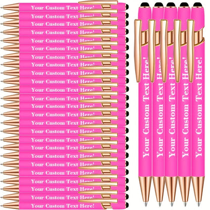 Custom Engraved Luxury Pens Bulk Set with Touch Tip & Soft Grip - Personalized with Logo, Name or Text, Elegant Gift Pens for Wedding, Birthday, Christmas, Office, Party Giveaways - 25/30/35/45/50 Pcs