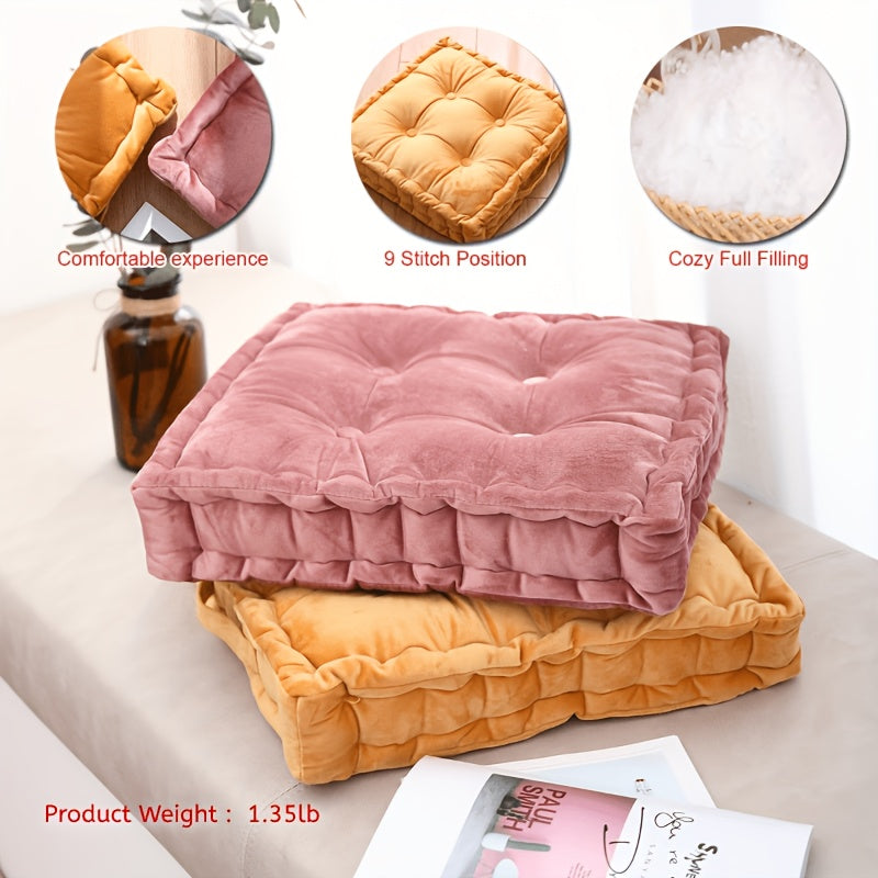 1pc Square Flannel Futon Mat Thickened for All Seasons, Chair and Stool Mat, Cushion, Steamed Bun Seat Mat, Futon Meditation Mat, Decorative Ornament, Bay Window Pillow