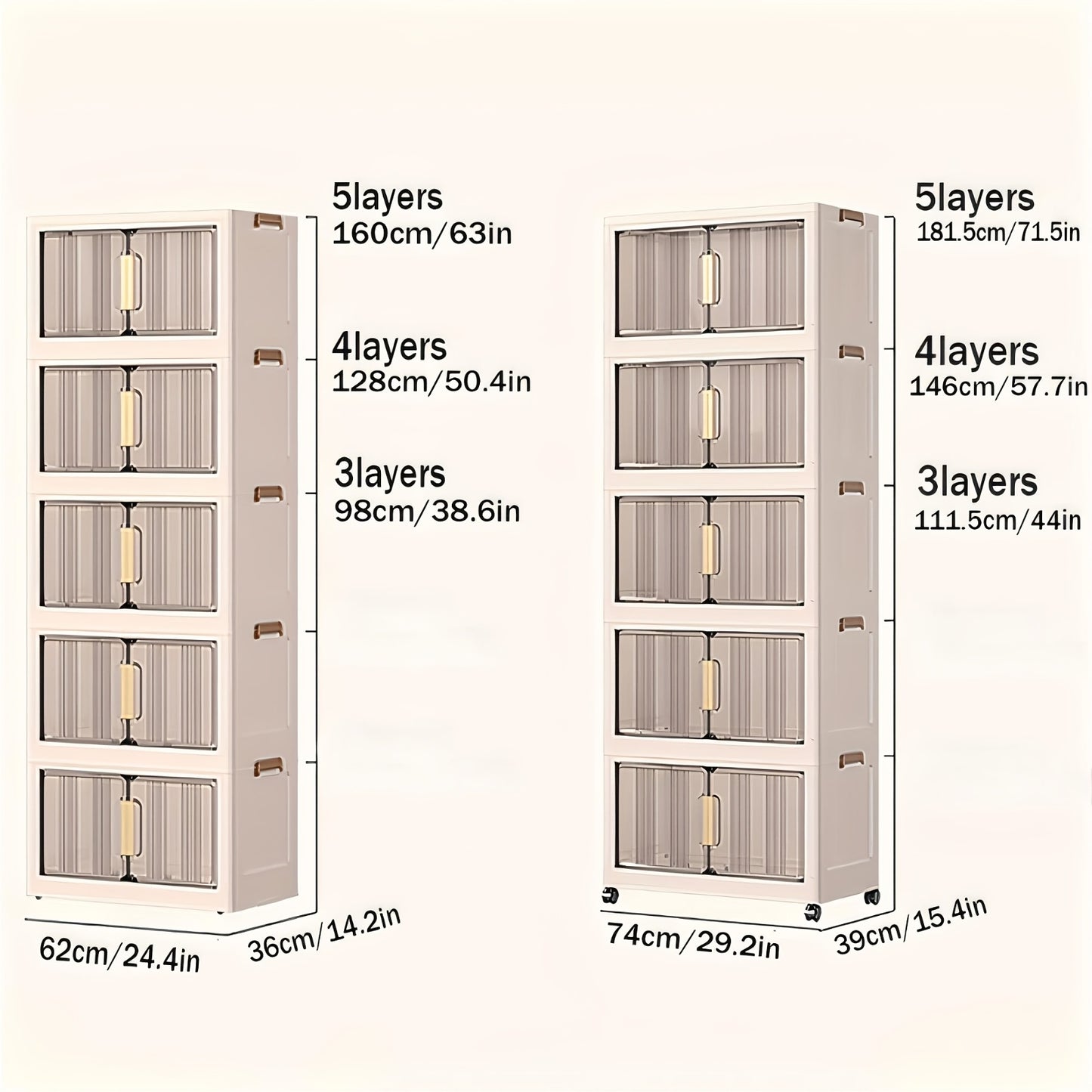 29.2In Folding Storage Cabinet, 3/4/5-Tier Extra Large Plastic Storage Bins with Lids, Foldable Stackable Storage Organizer with Wheels for Home, Office, Kitchen, Bathroom And Garage