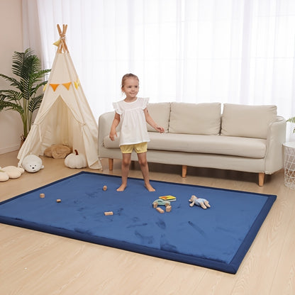1pc Japanese Tatami Mat, Coral Velvet Mellow Mat, Baby Play Mat for Floor, 1.2 Inch Thick Crawling Rugs, Padded Foam Area Mat for Kids Playroom, Playpen, Nursery, Living Room, Yoga Mat, Non-Slip Backing