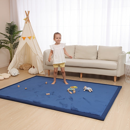 1pc Japanese Tatami Mat, Coral Velvet Mellow Mat, Baby Play Mat for Floor, 1.2 Inch Thick Crawling Rugs, Padded Foam Area Mat for Kids Playroom, Playpen, Nursery, Living Room, Yoga Mat, Non-Slip Backing