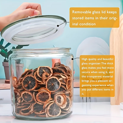 2 Glass Pantry Jars with Flip-Top Lids for Pantry And Countertop - Hand Wash, Reusable Round Containers for Cookies, Candy, Pasta - Set Of 2, Pantry Organization, Glass Storage Jars, Round Pantry Containers, Flip-Top Lid Design