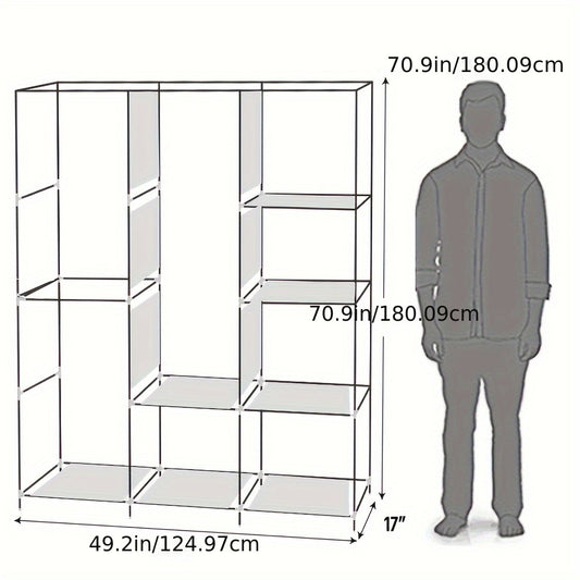 Portable Closet Wardrobe Organizer 71" Clothes Rack with Shelves, Freestanding Bedroom Storage Closet System