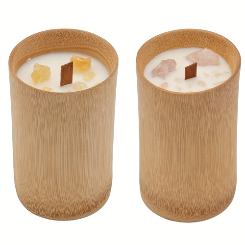 Scented Candles In Carbonized Bamboo Jar | 60H Long-Lasting Soy Candles with Cozy Fragrance | Unique Gifts for Christmas, Home Decor, Spa, Housewarming, New Home, Mom, Friends