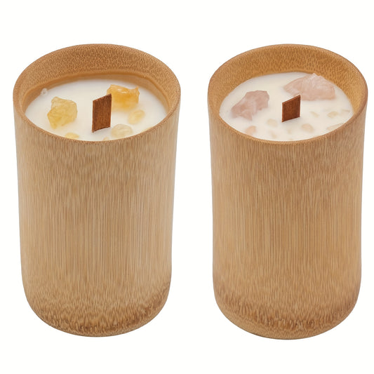 Scented Candles In Carbonized Bamboo Jar | 60H Long-Lasting Soy Candles with Cozy Fragrance | Unique Gifts for Christmas, Home Decor, Spa, Housewarming, New Home, Mom, Friends