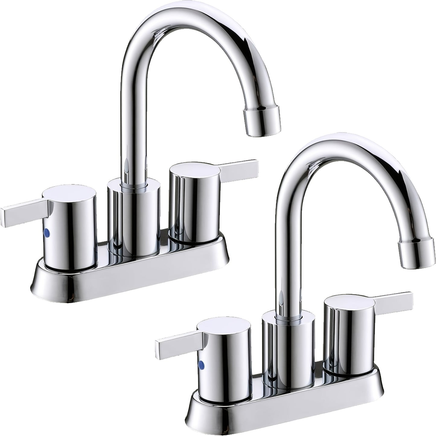 Bathroom Faucet 4-Inch 2-Handle Centerset – 360° Swivel Spout, Pop-Up Drain & Supply Lines Included, 2-3 Hole Vanity Sink Faucet for RV & Home, Brushed Gold, Matte Black, Nickel & Chrome
