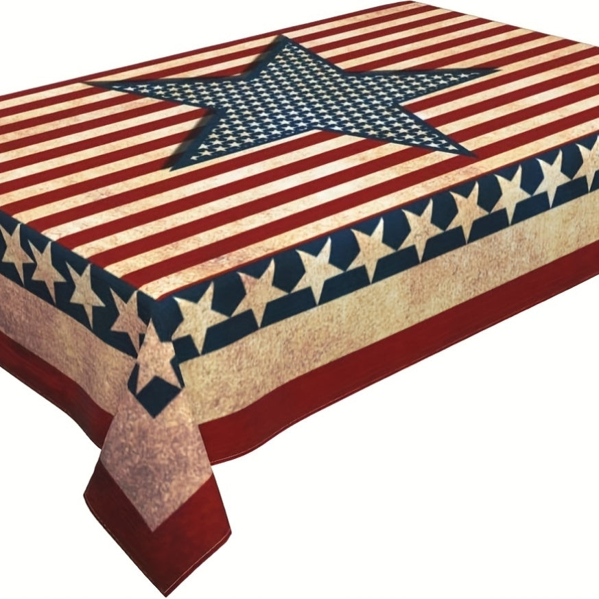 1 Vintage Country Style American Flag Memorial Day Party Rectangular Tablecloth, Suitable For Home, Dining Room, And Kitchen, 51x51/51x70/56x83/56x103 Inches. Father'S Day Gift, Graduation Gift.
