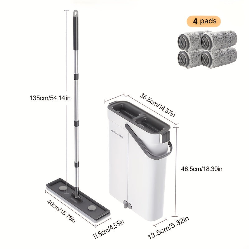 Spin Mop and Bucket Set with Wringer 360° Flat Mop Washable Microfiber Pads Long Handle for Hardwood Tile Laminate Floors Walls Windows Home Kitchen Bathroom