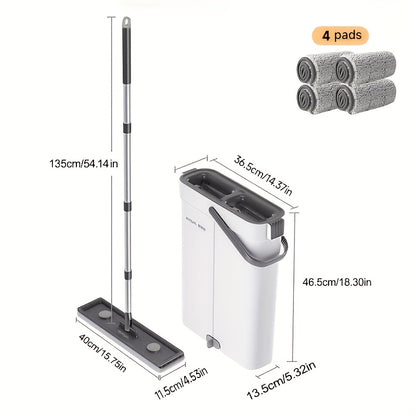 Spin Mop and Bucket Set with Wringer 360° Flat Mop Washable Microfiber Pads Long Handle for Hardwood Tile Laminate Floors Walls Windows Home Kitchen Bathroom