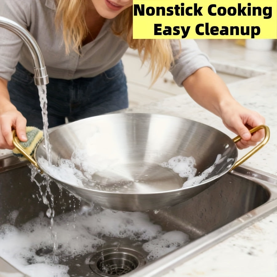 2pcs Stainless Steel Wok Set (10In+11In), The Ultimate Combo for Home Kitchen & Outdoor Adventures