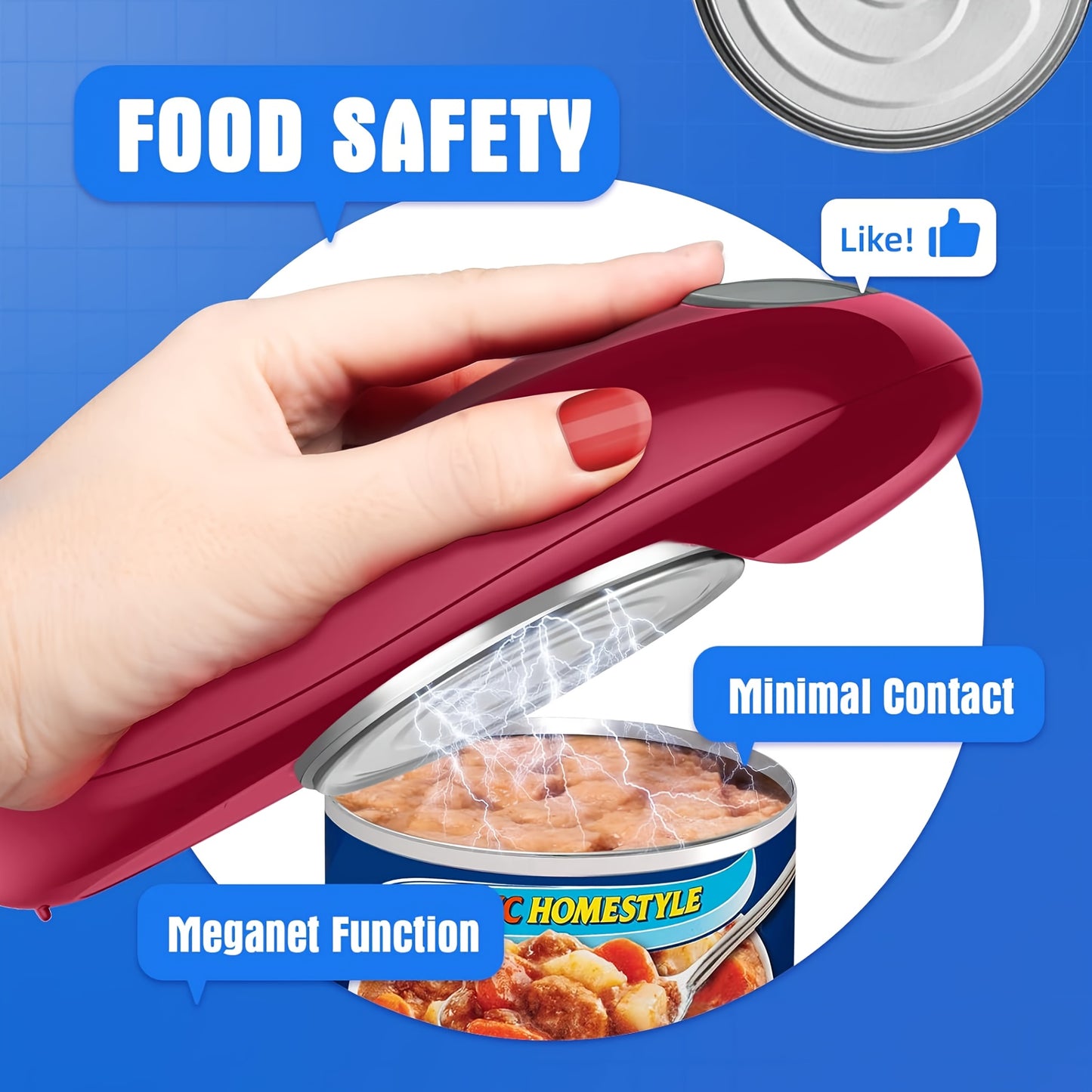 Electric Can Opener Cordless Battery Powered – Smooth Edge Safety, Auto Shut-Off, ABS Material, Easy One-Touch Operation for Elderly, Arthritis & Disabled Hands, Kitchen & Camping