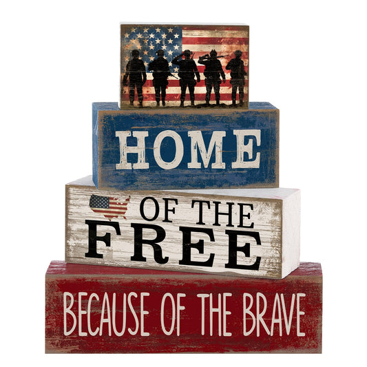 4th Of July Table Decoration, Patriotic Wooden National Flag Tiered Tray Decor, Red & White Decor, Memorial Day Table Signs, Wooden Independence Day Centerpiece, Spring Home Decor, Rustic Farmhouse Tabletop Decor For Room, Entryway, Bedroom