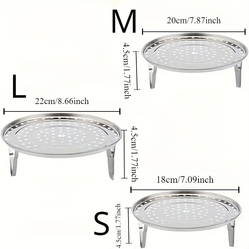 3pcs Set of Stainless Steel Steamer Racks - Suitable for Storage Pots. It Is A Multi-Layered Round Steamer Insert with Can Holder Additions, And Is Highly Suitable for Use in Home Kitchens