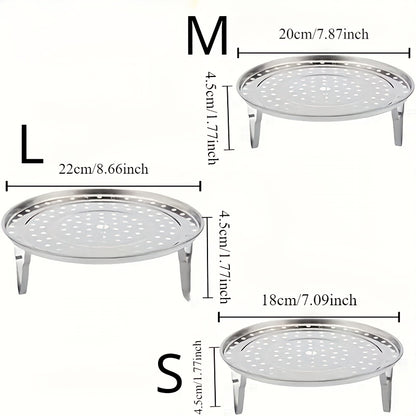3pcs Set of Stainless Steel Steamer Racks - Suitable for Storage Pots. It Is A Multi-Layered Round Steamer Insert with Can Holder Additions, And Is Highly Suitable for Use in Home Kitchens