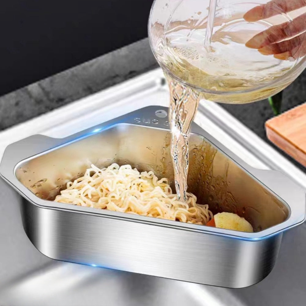 1pc 304 Stainless Steel Sink Drain Basket Triangular Sink Kitchen Sink Wash Basin Leftovers Filter Holder