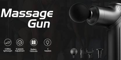 Massage Gun Deep Tissue Percussion Massager – Portable Handheld Electric Body Massager with 4/8 Heads & 6 Speed Settings for Muscle Relaxation & Post-Workout Recovery
