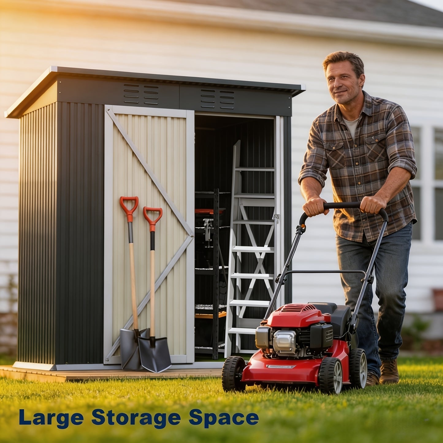 5x3ft Outdoor Storage Shed for Tool Storage And Organization, Metal Sheds for Outside, Garden