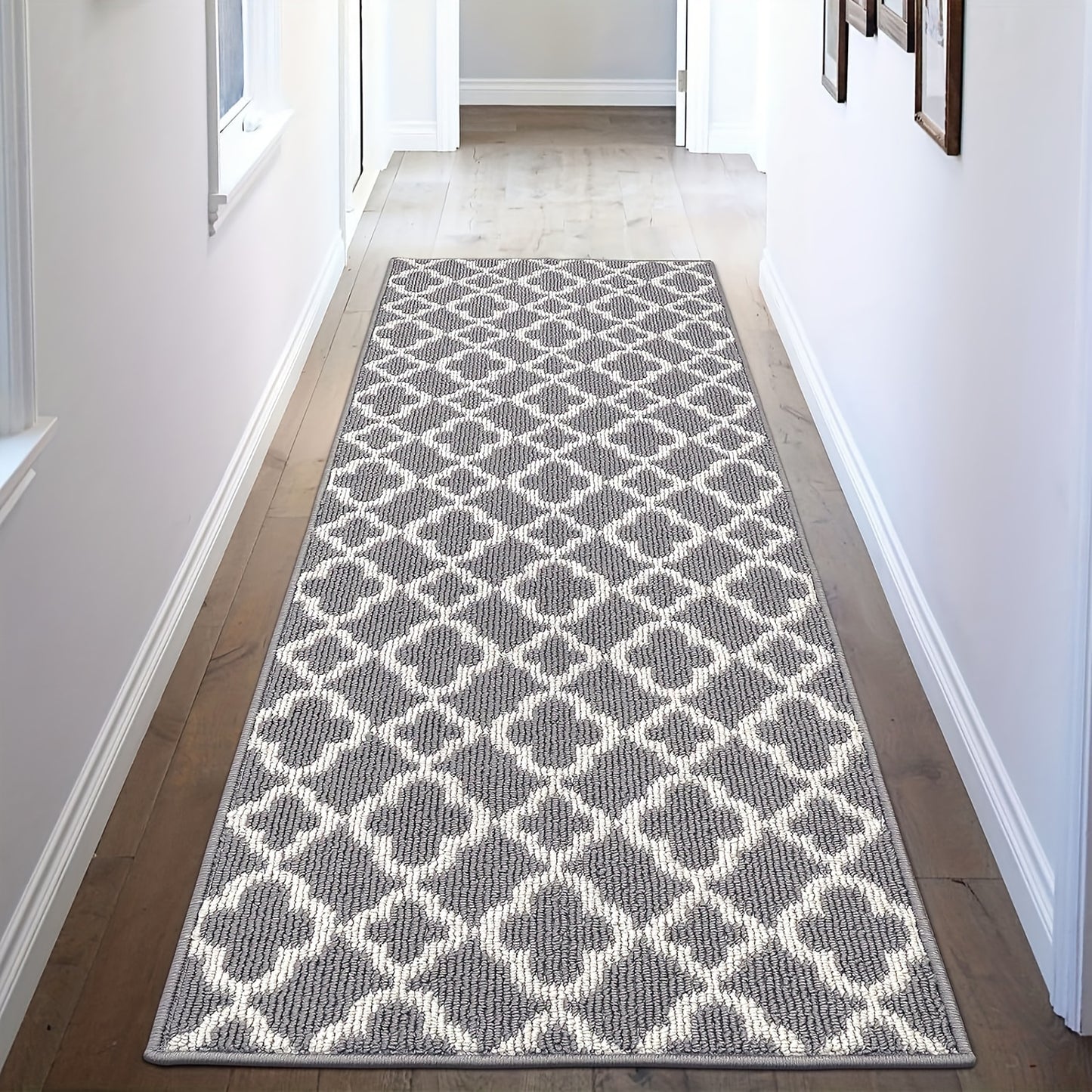Non-Slip Moroccan Trellis Runner Rug - Long Hallway Carpet Suitable for Entryway, Kitchen, Bathroom - Machine Washable Floor Rug with Moroccan