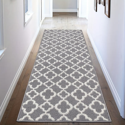 Non-Slip Moroccan Trellis Runner Rug - Long Hallway Carpet Suitable for Entryway, Kitchen, Bathroom - Machine Washable Floor Rug with Moroccan