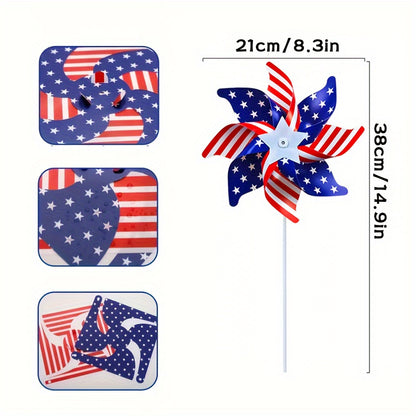4th of July Pinwheels Decorations Red White Blue - Patriotic Stars Stripes Pinwheel Garden Decor for Independence Day Party, Yard Lawn Outdoor Decor, Party Favors - 20 30 40 Pack