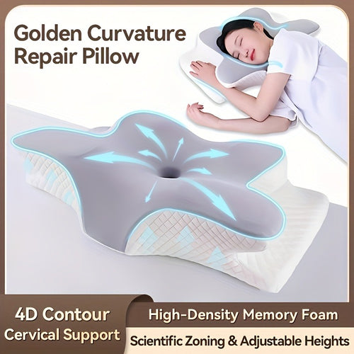 Cervical Neck Pillow for Sleeping – Butterfly-Shaped Ergonomic Memory Foam Pillow, Contour Support for Back & Side Sleepers, Slow Rebound Pressure Relief, Machine-Washable Pillowcase, Multiple Colors & 2-Pack Options