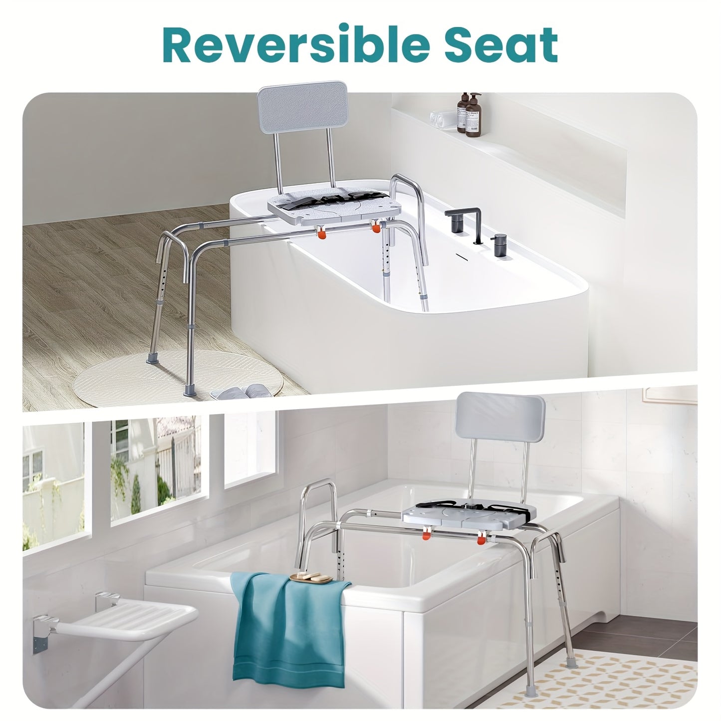 [Heavy Duty Shower Chair] Heavy Duty 400Lbs Sliding Shower Chair Transfer Bench | Non-Slip Adjustable Height, Safety Belt - Effortless Tool-Free Bath Seat for Elderly, Disabled & Recovery - 39" Extralong Shower Bench for Relaxing, Stress-Free Showers, Per