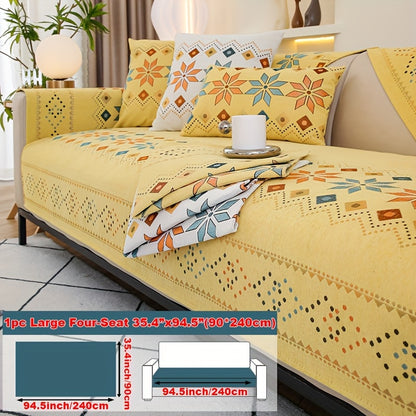 1pc of Bohemian-Style Sofa Mat Suitable for Any Season, Featuring a Easy And Modern Design, Pet-Friendly Materials, And Resistance to Slipping And Scratching, Serving As a Protective Cover for Home Decor