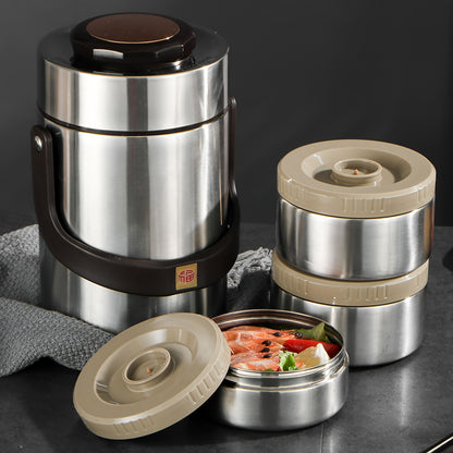 67.63oz 3-Layer Insulated Lunch Box, Reusable 304 Stainless Steel Vacuum Insulation Lunch Box for Warm/Cool Food Daily Office Travel Picnic Outdoor Meals