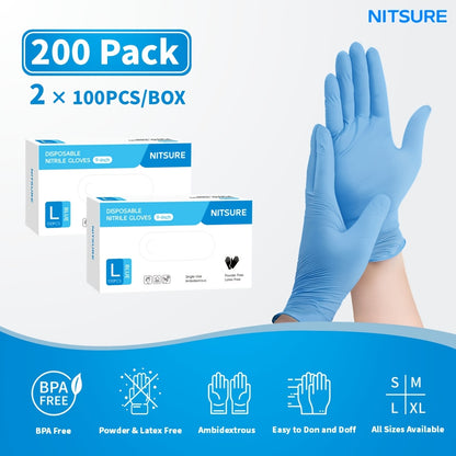 1000/501/201/101pcs Pack, Blue Nitrile Disposable Gloves, 5.5mil Thickness, Elastic Fit, Chemical-resistant, -free, Designed for Maintenance Teams, Suitable for Household Cleaning, Tattooing, Painting, Car Washing, Etc