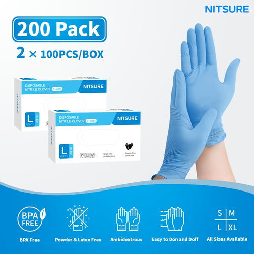 1000/501/201/101pcs Pack, Blue Nitrile Disposable Gloves, 5.5mil Thickness, Elastic Fit, Chemical-resistant, -free, Designed for Maintenance Teams, Suitable for Household Cleaning, Tattooing, Painting, Car Washing, Etc