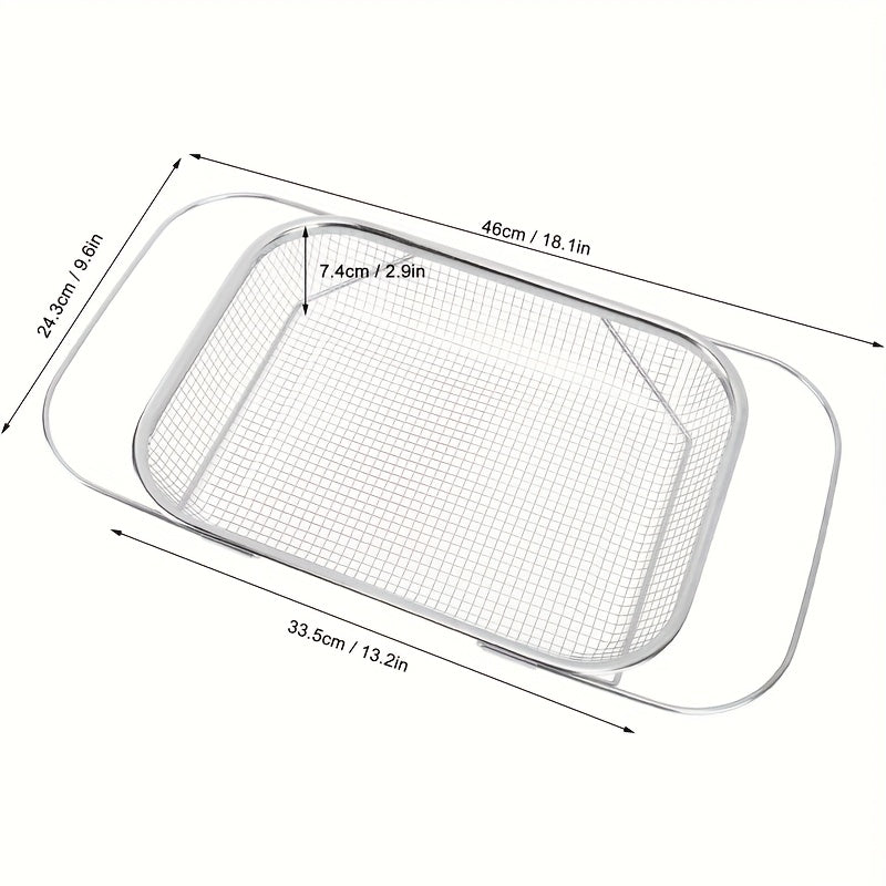 Expandable Stainless Steel Colander & Drain Basket – Adjustable Strainer for Vegetables, Fruits & Kitchen Sink Use