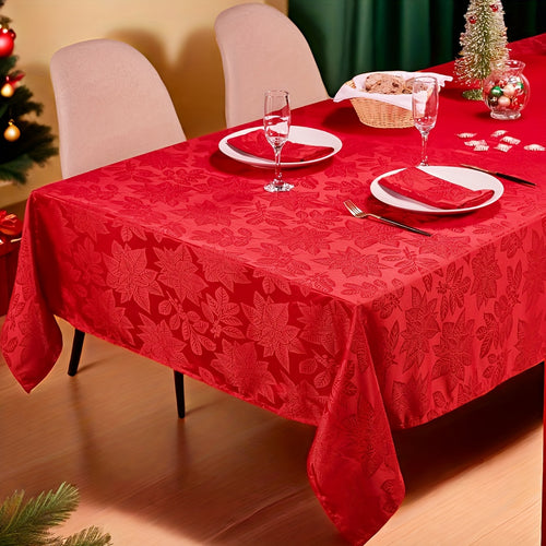 Christmas Table Cloth 60 X 84 Inch, Fitted Table Cloths for 6 Foot Rectangle Tables, Oblong Tablecloth, Fabric Table Covers for Dinner, Parties, Indoor And Outdoor Birthday Fall Tablecloth, Festive Decor, Stylish Dining Decor, Red
