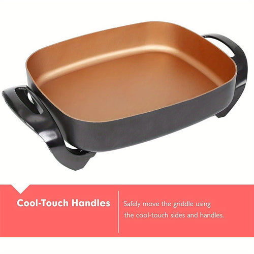 Caynel Professional Non-stick Copper Electric Skillet Jumbo, Deep Dish with Tempered Glass Vented Lid, Upgrade Thermostat, 16"x 12"x 3.15"- 8 quart