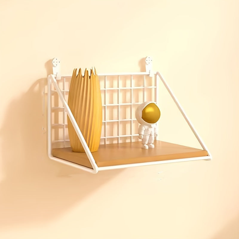 Metal Floating Rack 1pc No Drilling Wall Mounted Metal Shelf for Bathroom, Living Room, Bedroom - Minimalist Wall Decoration