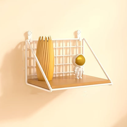 Metal Floating Rack 1pc No Drilling Wall Mounted Metal Shelf for Bathroom, Living Room, Bedroom - Minimalist Wall Decoration