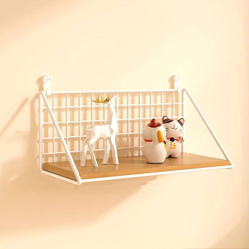 Metal Floating Rack 1pc No Drilling Wall Mounted Metal Shelf for Bathroom, Living Room, Bedroom - Minimalist Wall Decoration
