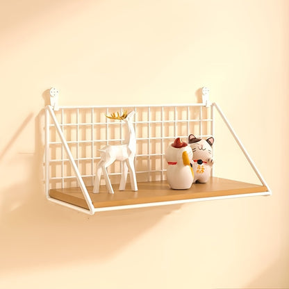 Metal Floating Rack 1pc No Drilling Wall Mounted Metal Shelf for Bathroom, Living Room, Bedroom - Minimalist Wall Decoration