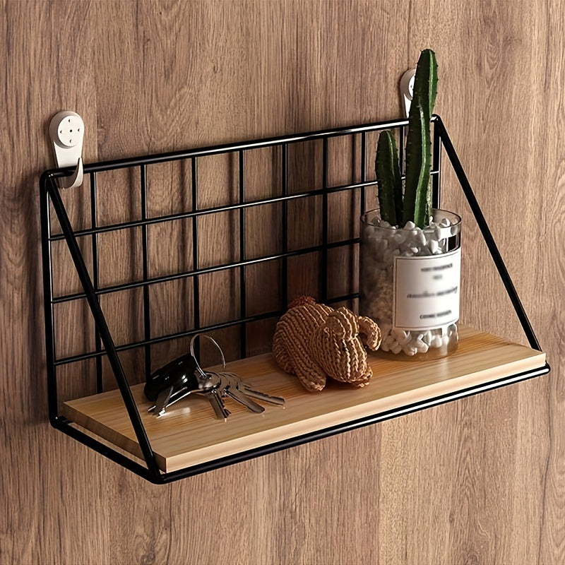 Metal Floating Rack 1pc No Drilling Wall Mounted Metal Shelf for Bathroom, Living Room, Bedroom - Minimalist Wall Decoration