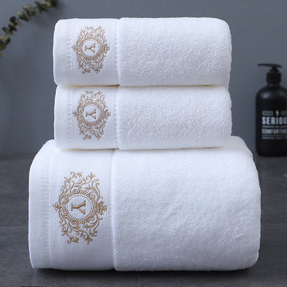 Luxurious 3pcs Cotton Towel Set with Embroidery - Soft, Absorbent & Lint-Free Bath Towels for Men and Women - Perfect for Home, Spa, Salon Use