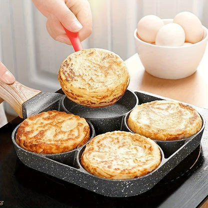Versatile 4-Hole Non-Stick Frying Pan for Omelettes, Eggs, Dumplings & Steak - Perfect for Induction Cooking