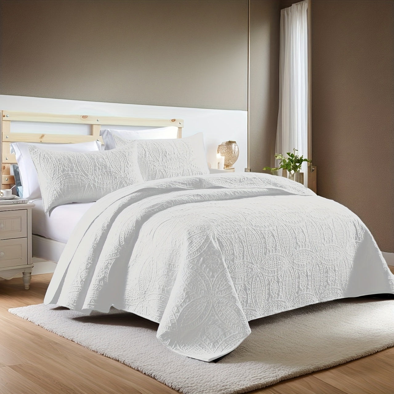 3pcs Bed Quilt Set, Bedding Set Soft Comfortable for Bedroom, Guest Room (1*Bed Quilt + 2*Pillowcases, Without Core)