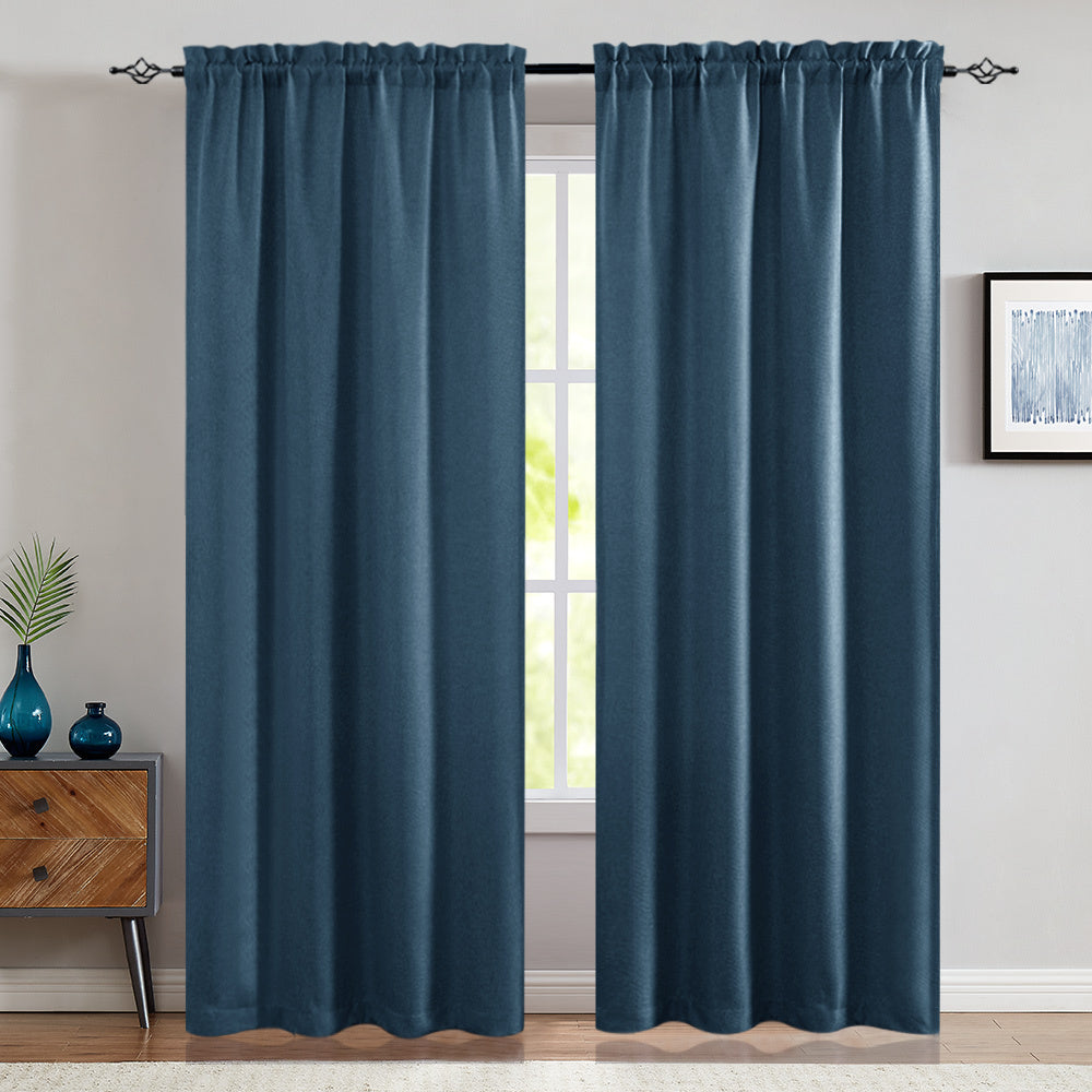2 Panels 80% Blackout Curtains for Bedroom Living Room Thermal Insulated Textured Window Kitchen Bathroom Privacy Panels 2.5" Rod Pocket Drapery