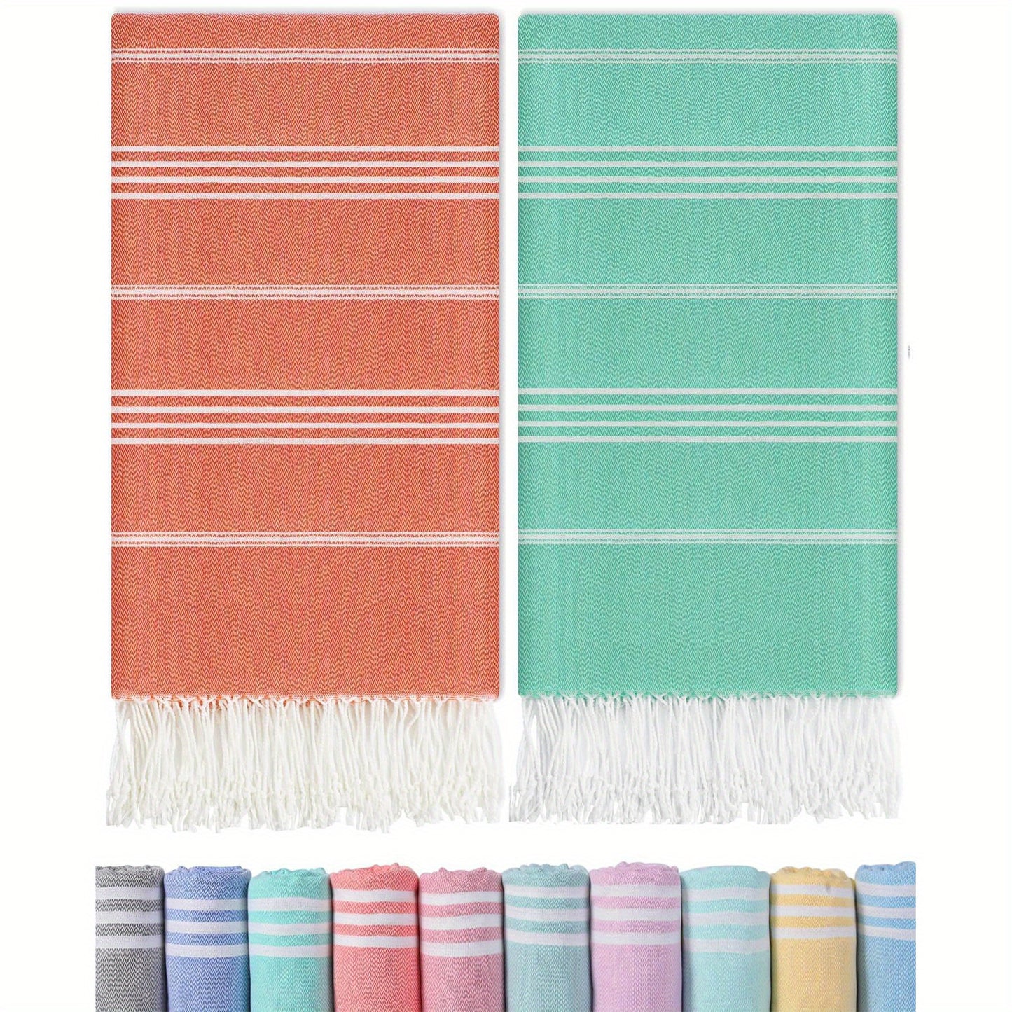 2pcs Turkish Beach Towels Pool Swim Bath Towel Sand Free Quick Dry Oversized Sandproof Compact Lightweight Extra Large Cruise Ship Essential Vacation Must Haves Travel Camping Mom Father Teacher Retirement Graduation Men Women Gift Cuisine Vacation