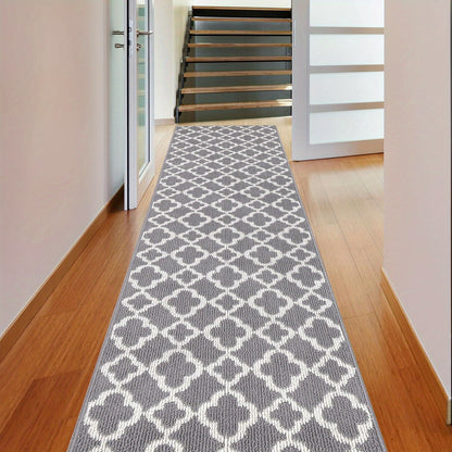 Non-Slip Moroccan Trellis Runner Rug - Long Hallway Carpet Suitable for Entryway, Kitchen, Bathroom - Machine Washable Floor Rug with Moroccan