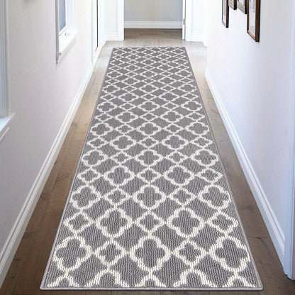 Non-Slip Moroccan Trellis Runner Rug - Long Hallway Carpet Suitable for Entryway, Kitchen, Bathroom - Machine Washable Floor Rug with Moroccan