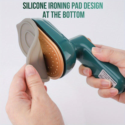 Handheld Steam Iron Portable 33W Dry Wet 2-in-1 Travel Iron 360 Degree Tip Design Transparent Water Tank 50ml Wrinkle Remover for Clothes Shirts Suits Home Travel Green