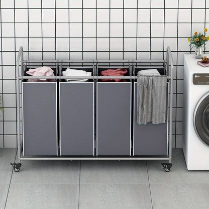 SUOERNUO Laundry Basket 4 Bag Sorter Laundry Hamper Cart with Heavy Duty Rolling Lockable Wheels and Removable Bags